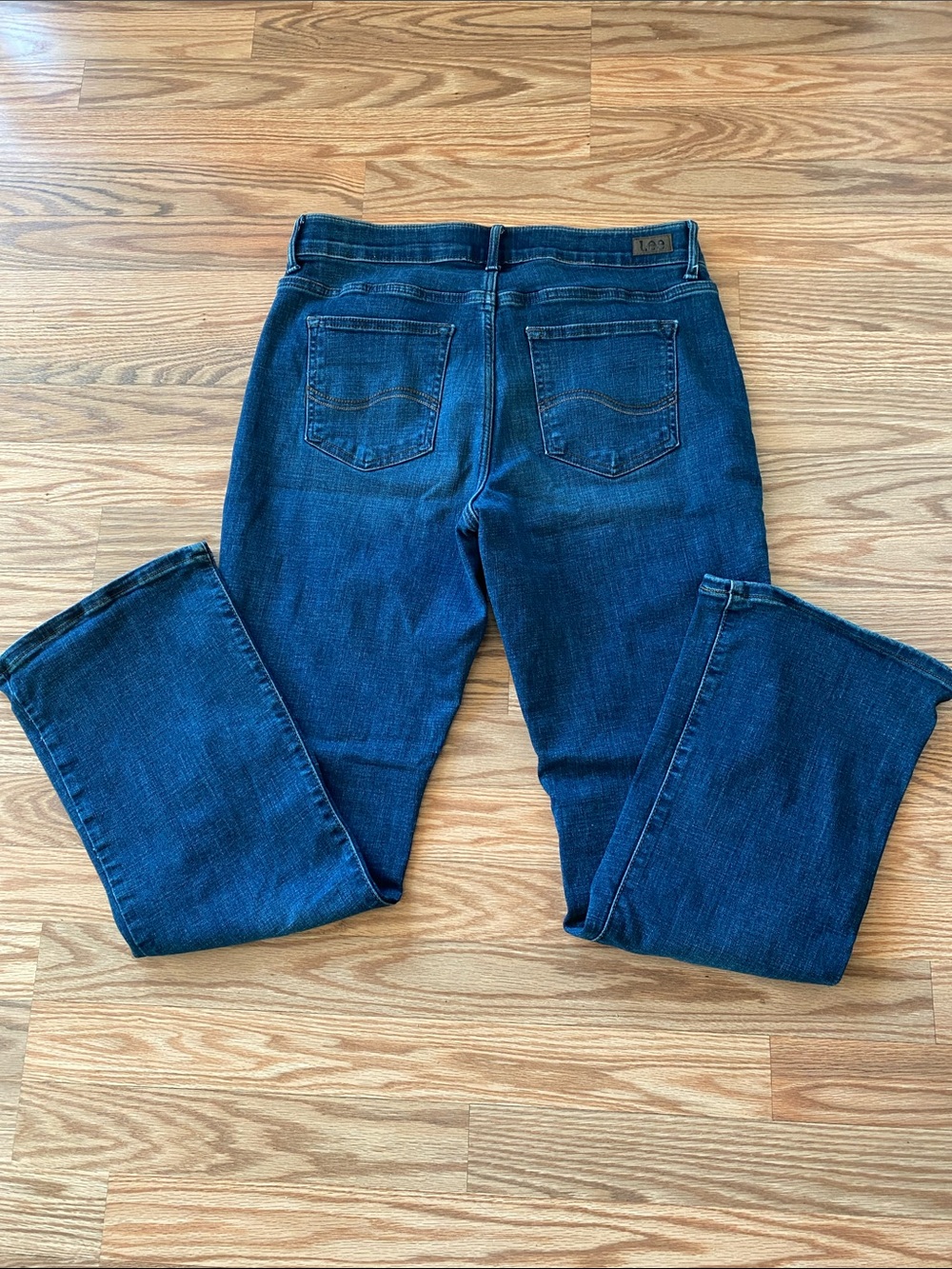 Lee Women’s Dark Blue Bootcut Mid-Rise Flex Motion Jeans 12 Short